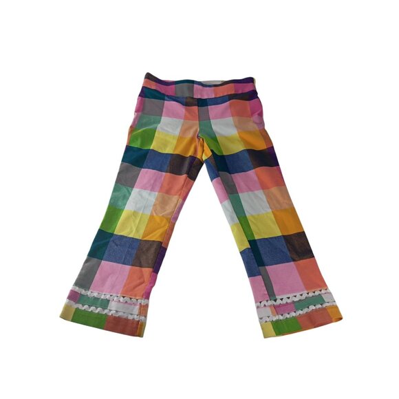 Crown & Ivy Womens Cropped Pants Multicolor Plaid Bootcut Stretch Trousers 12 - Picture 1 of 9